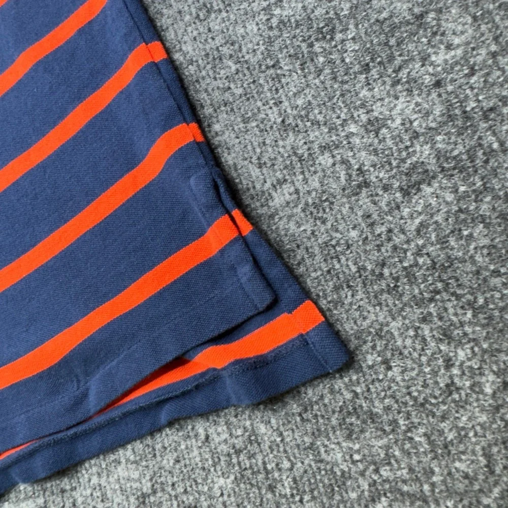 Vintage Polo Jeans Company Shirt Mens 2XL Blue Striped Pique USA Flag Logo 90s